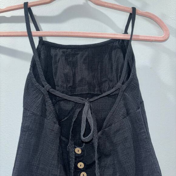 Free People Black Midi Dress Size Small | Button Back Tie Straps - Picture 10 of 15